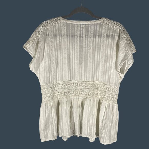 Sundance Womens Ivory Lace Button-Front crochet gauzy Blouse Size L light cool - Picture 3 of 10